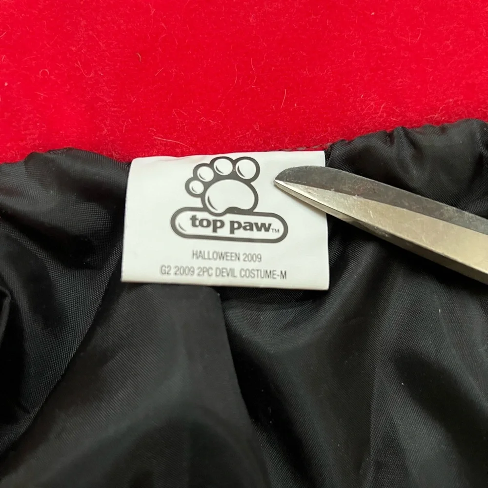 Devil Dog Costume Top Paw Halloween Size M 2 Pieces Hat With Horns and Cape Pup